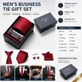Red Premium Men's 4-Piece Formal Tie Set -  Necktie, Pocket Square, Cufflinks, and Tie Clip in a Luxury Gift Box