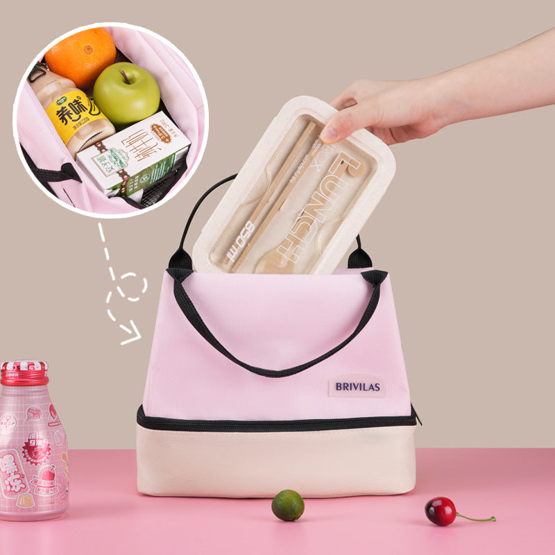 Green Double-Layer Insulated Lunch Bag with Aluminum Foil Lining, Thermal Food Carrier for Hot & Cold Meals – Large Capacity, Reusable & Easy to Clean