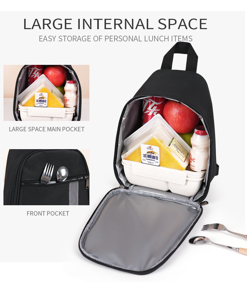 Grey Portable Insulated Lunch Bag with Thick Aluminum Foil Lining – Oxford Fabric Thermal Food Carrier for Work, School, Travel & Outdoor Use