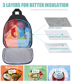 Black Portable Insulated Lunch Bag with Thick Aluminum Foil Lining – Oxford Fabric Thermal Food Carrier for Work, School, Travel & Outdoor Use