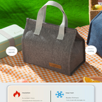 2-Piece Grey Vertical Lunch Tote Set – Compact Insulated Meal Bag with Large Capacity and Durable Handle for Daily Use