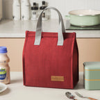 2-Piece Wine red Vertical Lunch Tote Set – Compact Insulated Meal Bag with Large Capacity and Durable Handle for Daily Use