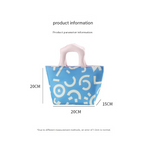 Blue and orange handbag Insulated Lunch Bag – Multi-Color Printed Tote with Padded Handle for Students & Office Workers