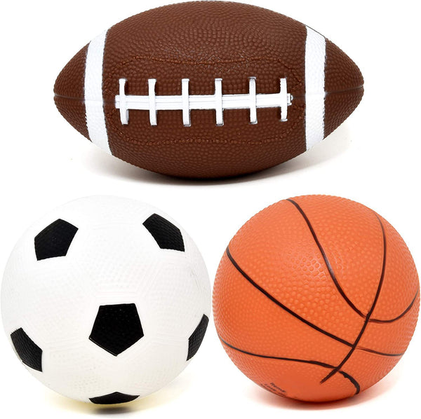 3-Pack 16cm Inflatable Sports Balls Set for Toddlers with Hand Pump