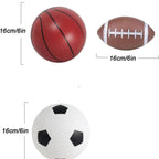 3-Pack 16cm Inflatable Sports Balls Set PVC Mini Soccer Basketball Rugby for Toddlers Kindergarten Outdoor Play Includes Hand Pump for Easy Inflation