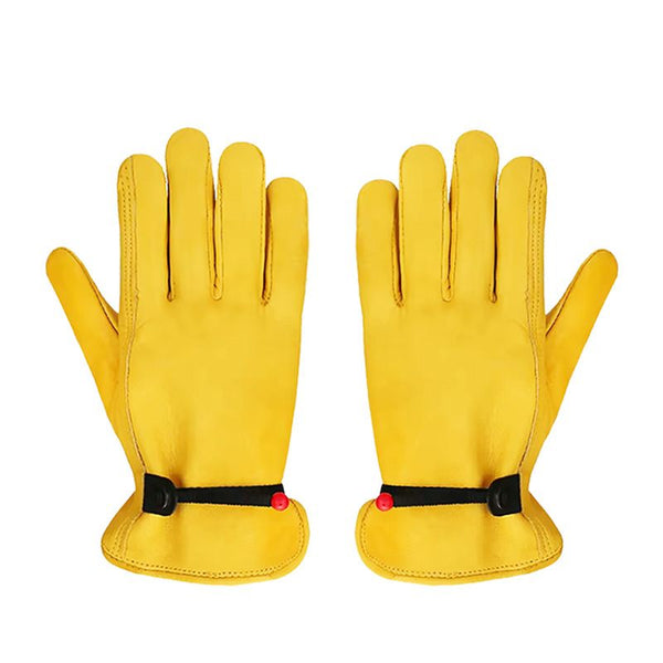 Size XXL Golden Yellow Top-Grain Cowhide Protective Work Gloves, Durable Wear-Resistant Labor Safety Solution for Local Industrial Professionals