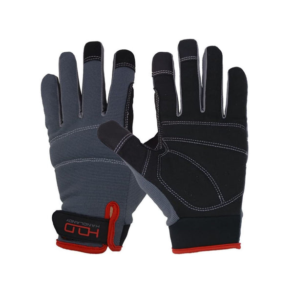 Size S Touchscreen Work Gloves - Reinforced Padded Palm with Shock Absorption - Lightweight Flexible Mechanic Gloves with Adjustable Wrist Strap, High Dexterity for DIY Maintenance, Gardening and Workshop Tasks
