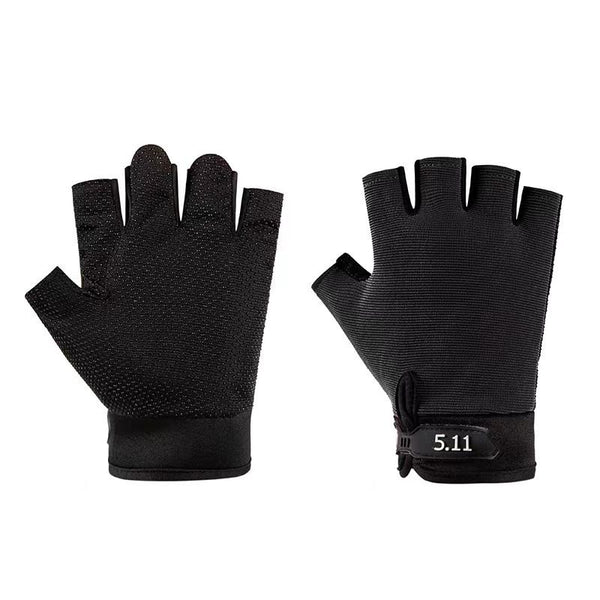Black Tactical Half Finger Gloves with Hard Knuckle Protection - Non-Slip Breathable Combat Gloves for Men and Women, Heavy Duty Fingerless Design for Outdoor Training, Hiking, Cycling and Shooting