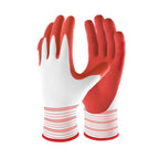 3 Pairs Red Gardening Gloves with Breathable Latex Coating - Non-Slip Protective Work Gloves for Yard Work Planting and Outdoor Maintenance - All-Day Comfort and Dexterity for Gardeners