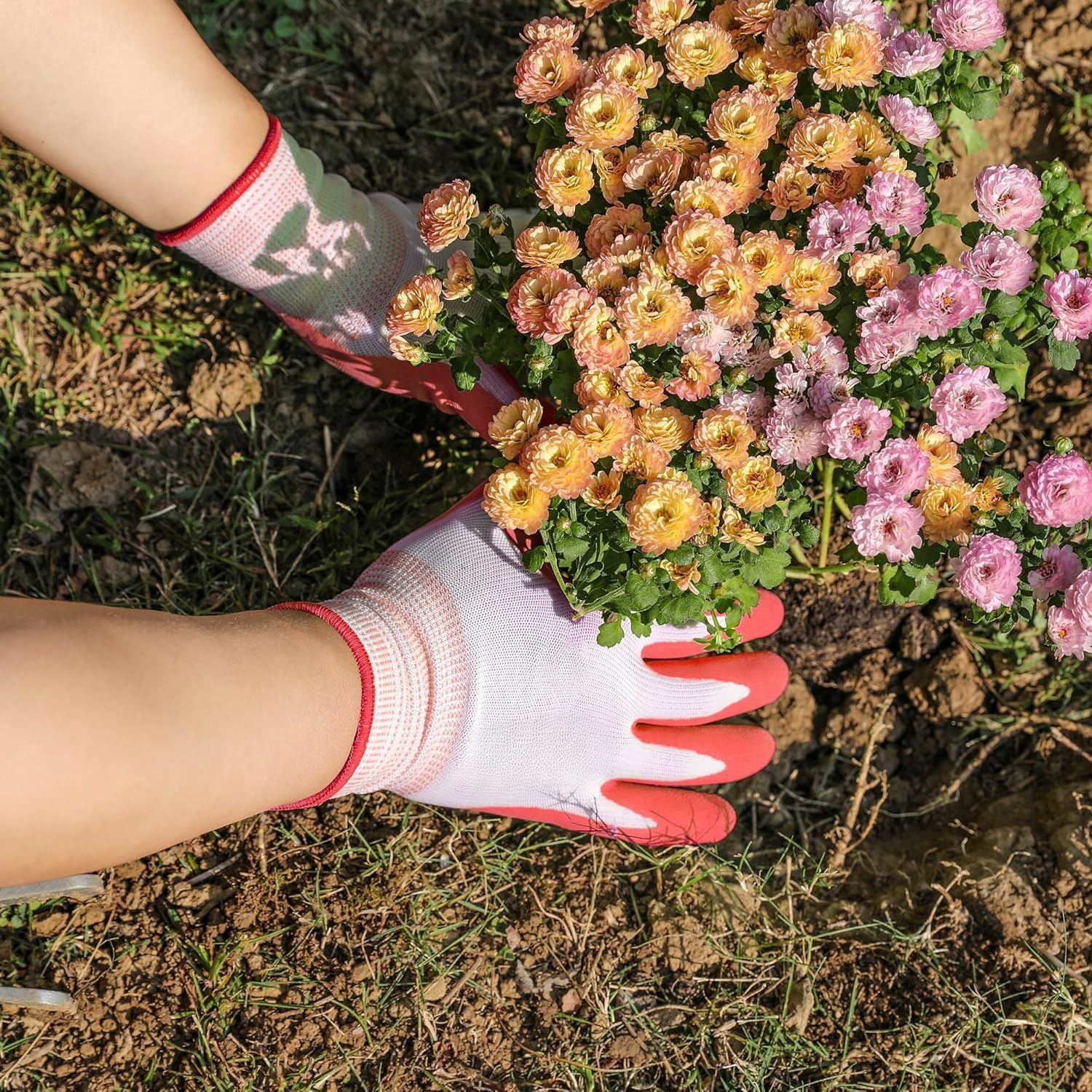 3 Pairs Blue Gardening Gloves with Breathable Latex Coating - Non-Slip Protective Work Gloves for Yard Work Planting and Outdoor Maintenance - All-Day Comfort and Dexterity for Gardeners