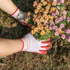 4 Pairs Red, green, blue, purple Gardening Gloves with Breathable Latex Coating - Non-Slip Protective Work Gloves for Yard Work Planting and Outdoor Maintenance - All-Day Comfort and Dexterity for Gardeners