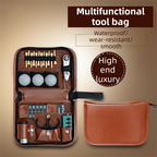 Brown Premium PU Leather Golf Accessory Organizer - Professional Golf Tool Kit Empty Pouch