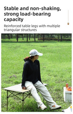 120CM Black Portable Folding Egg Roll Camping Table with Storage Bag & Mesh Net- Heavy-Duty Carbon Steel Picnic Table for 6-8 People
