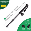 53-110 CM Black Ultralight Telescopic Aluminum Trekking Pole (4-Section Straight Handle) - Professional & Compact Shock-Absorbing Trail Support