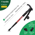 53-110 CM Red Ultralight Telescopic Aluminum Trekking Pole (4-Section T-Handle) - Professional & Compact Shock-Absorbing Trail Support