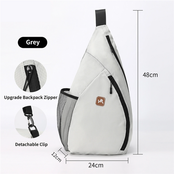 Grey Pickleball & Racket Sports Sling Bag with Expandable High-Capacity Storage - Waterproof Oxford Tennis & Badminton Gear Crossbody Backpack