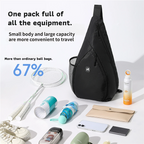 Grey Pickleball & Racket Sports Sling Bag with Expandable High-Capacity Storage - Waterproof Oxford Tennis & Badminton Gear Crossbody Backpack
