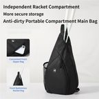 Grey Pickleball & Racket Sports Sling Bag with Expandable High-Capacity Storage - Waterproof Oxford Tennis & Badminton Gear Crossbody Backpack