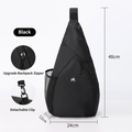 Black Pickleball & Racket Sports Sling Bag with Expandable High-Capacity Storage - Waterproof Oxford Tennis & Badminton Gear Crossbody Backpack