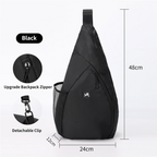 Black Pickleball & Racket Sports Sling Bag with Expandable High-Capacity Storage - Waterproof Oxford Tennis & Badminton Gear Crossbody Backpack