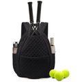 Black Large Tennis & Pickleball Quilted Backpack and Sports Travel Tote for Men and Women - Racket Compartment, 2 Side Pockets & Multi-Pocket Organization (32x17x44.5 CM)
