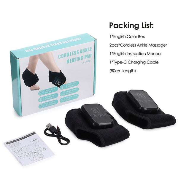 2-Pack Black Wireless Rechargeable Heated Ankle Massager
