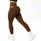 S Size Coffee Breathable High-Waist Ruched Butt-Lift Yoga Leggings - Dual Pockets & No Front T - LineNaked-Feel Performance Tights for Gym, Running & Pilates