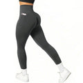S Size Dark Grey Breathable High-Waist Ruched Butt-Lift Yoga Leggings - Dual Pockets & No Front T - LineNaked-Feel Performance Tights for Gym, Running & Pilates
