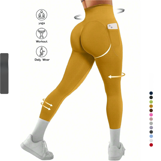 M Size Dark Grey Breathable High-Waist Ruched Butt-Lift Yoga Leggings - Dual Pockets & No Front T - LineNaked-Feel Performance Tights for Gym, Running & Pilates