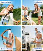 Portable Camping Shower Pump, 6000mAh Rechargable Outdoor Shower Set with 4-Mode Camping Light, 3 Spray Modes & Digital Display, IPX8 Waterproof Pump for Hiking, Travel, Car, Pet