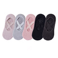 5-Pair Premium Non-Slip Yoga & Pilates Socks with Elastic Cross-Straps - Breathable Cotton Ballet-Style High Grip Socks (5-Colors)