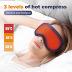 Dark Blue 3D Surround Heated Eye Massager with 1.2M USB-C Digital Display Controller Cable, 3 Heat and 6 Vibration Modes - Portable Total Blackout Sleep Mask for Travel Office Dark Circles & Eye Fatigue