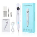 White USB Powered Physical Mole Removal Pen with LCD Display, 7 Needles & 9-Levels Adjustable Intensity - Professional Skin Tag and Dark Spot Remover