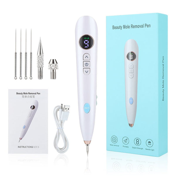 White USB Powered Physical Mole Removal Pen with LCD Display