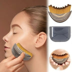 Marble Pattern Lymphatic Contour Face Brush - Curved Facial Eye Neck Massage Tool - Nylon Bristle Body Brush for Skin Tightening Circulation Detox - Plastic Handle Dry Brushing