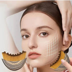 Leopard print Lymphatic Contour Face Brush - Curved Facial Eye Neck Massage Tool - Nylon Bristle Body Brush for Skin Tightening Circulation Detox - Plastic Handle Dry Brushing