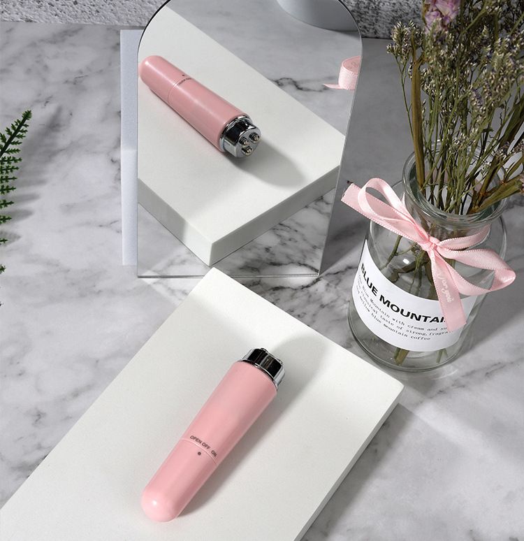 Pink Electric Eye Massager Pen - Vibration Massage Wand for Eye Area, Face, and Neck - Battery Operated Skincare Tool（Batteries not included）, Compact Daily Use, Gift Ready