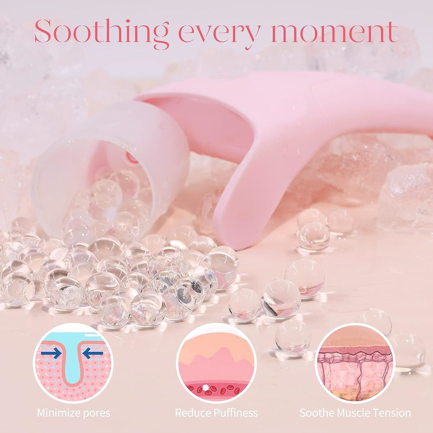 Light Blue Face Ice Roller with Gel Cooling Head- Reusable PP and Gel Cold Massage Tool for De-Puffing, Soothing, and Refreshing Skin, Easy to Freeze, Comfortable Grip, Daily Skincare Essential