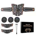 Orange EMS Muscle Stimulator Belt Set - Rechargeable Abdominal Toning Trainer with Multiple Pads and Modes