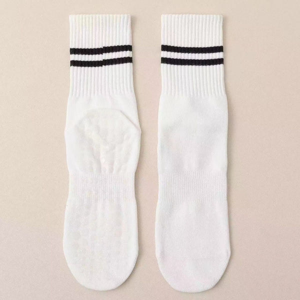 3-Pack White Anti-Slip Yoga Socks - Grippy Non-Slip Pilates Dance Fitness Socks for Women