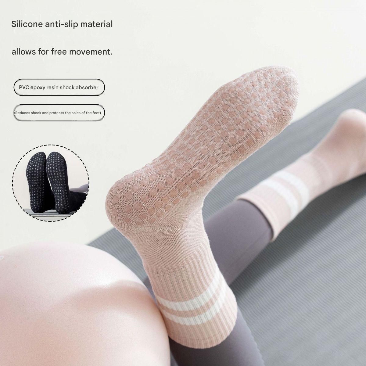 3-Pack White Anti-Slip Yoga Socks - Grippy Non-Slip Pilates Dance Fitness Socks for Women