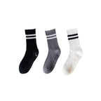 3-Pack Anti-Slip Yoga Socks - Grippy Non-Slip Pilates Dance Fitness Socks for Women(Black, white, dark grey)