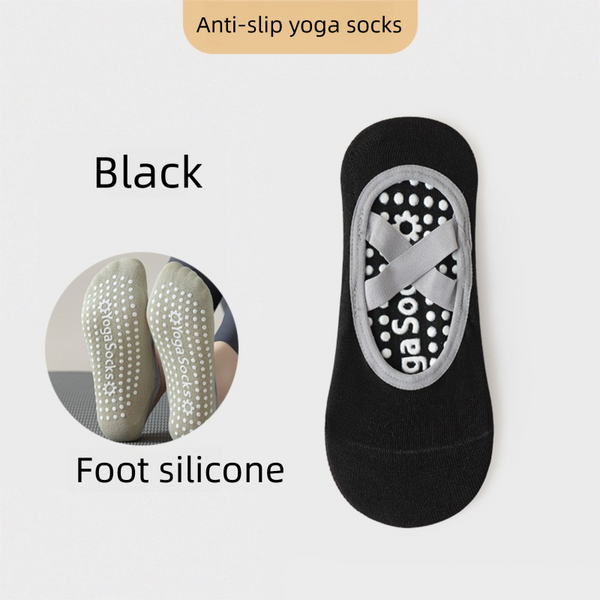 3-Pack Black Anti-Slip Yoga Socks - Grippy Pilates Dance Fitness Socks with Silicone Grip for Women
