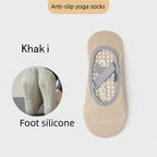 3-Pack Khaki Anti-Slip Yoga Socks - Grippy Pilates Dance Fitness Socks with Silicone Grip for Women