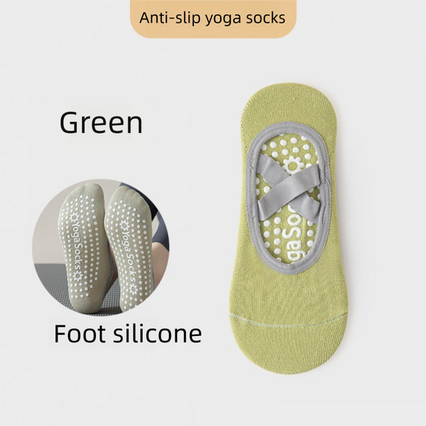 3-Pack Green Anti-Slip Yoga Socks - Grippy Pilates Dance Fitness Socks with Silicone Grip for Women