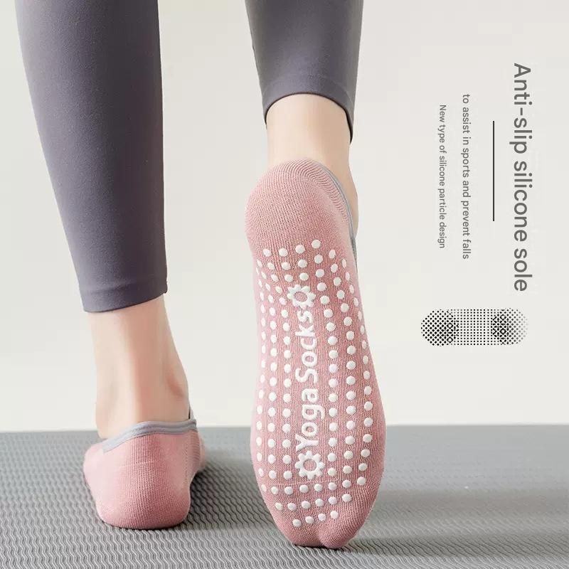 3-Pack Grey Anti-Slip Yoga Socks - Grippy Pilates Dance Fitness Socks with Silicone Grip for Women