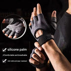 Black Half Finger Fitness Gloves - Anti-Slip Breathable Gym Training Gloves for Weightlifting Cycling(Size:L)