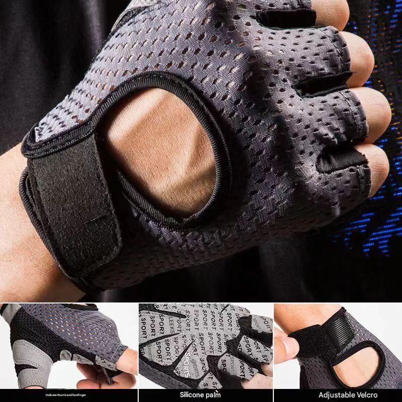 Black Half Finger Fitness Gloves - Anti-Slip Breathable Gym Training Gloves for Weightlifting Cycling(Size:XL)
