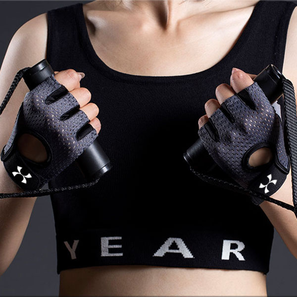 Grey Half Finger Fitness Gloves - Anti-Slip Breathable Gym Training Gloves for Weightlifting Cycling(Size:L)
