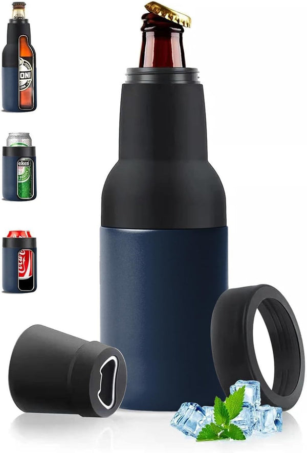 Dark Blue Stainless Steel Beverage Cooler with Bottle Opener